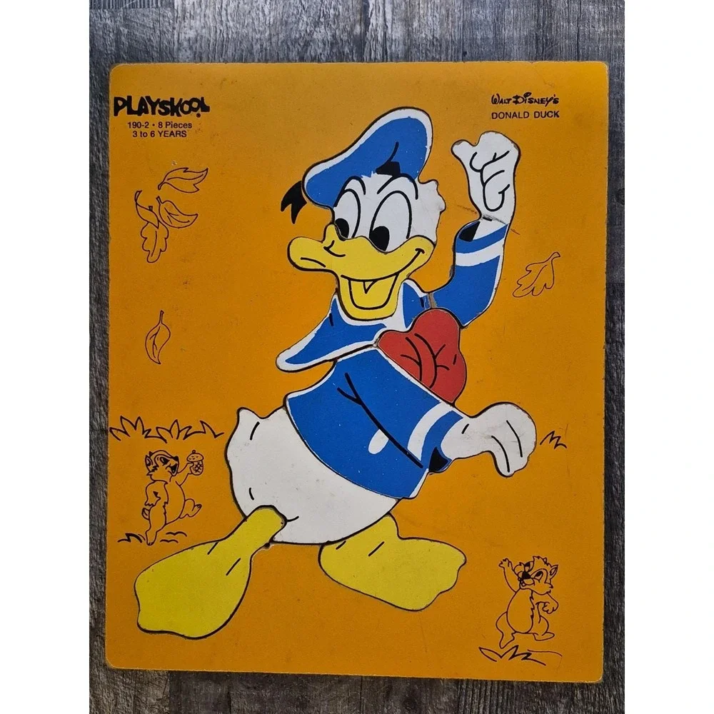 Vintage Playskool Wood Tray Puzzle Lot of 2 - Minnie Mouse & Donald Duck